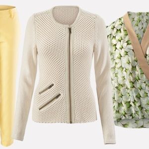 CAbi cable knit zipper sweater large